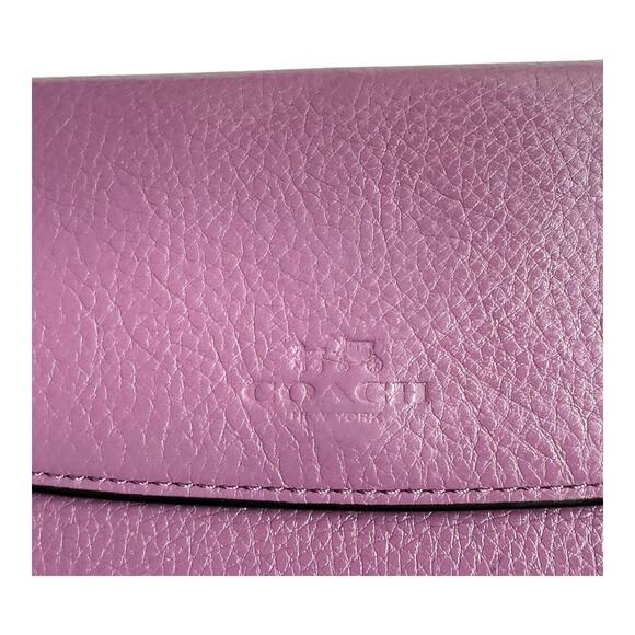 VTG Coach LEATHER WALLET Purple Snap Flap Credit Card Billfold 7.75x4.5 Rear Zip - Picture 4 of 7